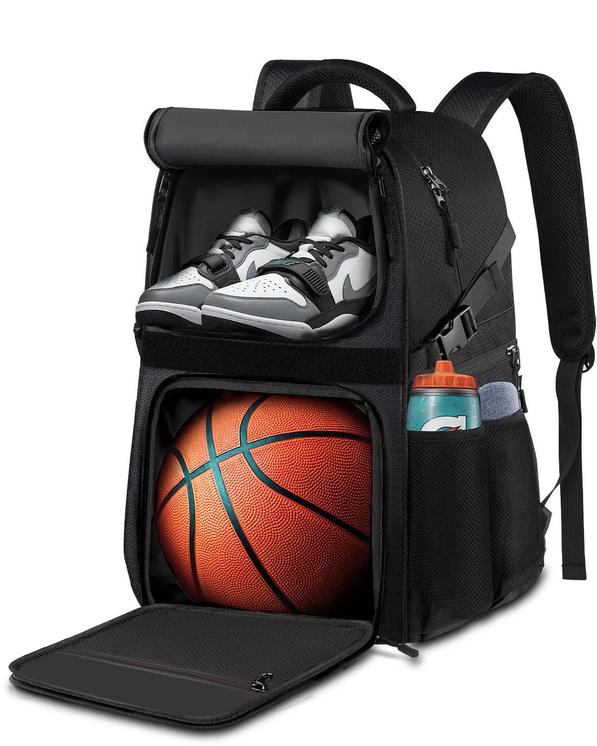 Basketball Bag Backpack with Ball Holder Shoes Compartment, Large Basketball Accessories Sports Bag